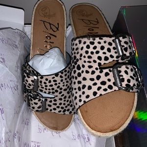 Blowfish Malibu Shoes Rope Slide Women Sandals in White Sand Leopard